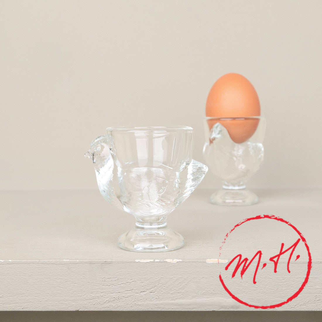 Coquetier poule en verre