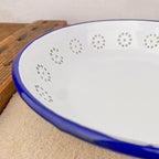 Corbeille à pain émail blanc liseré bleu