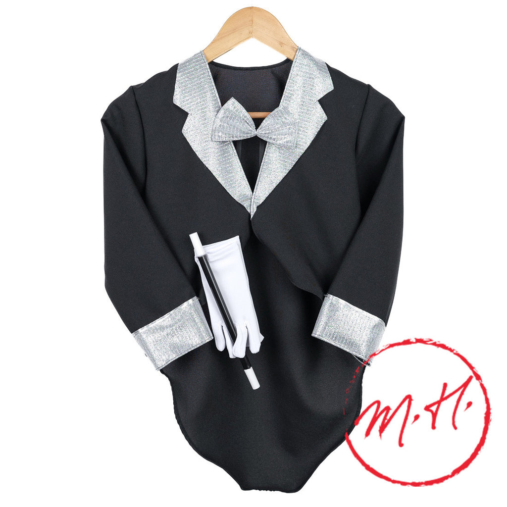 Costume de magicien avec gant et baguette magique