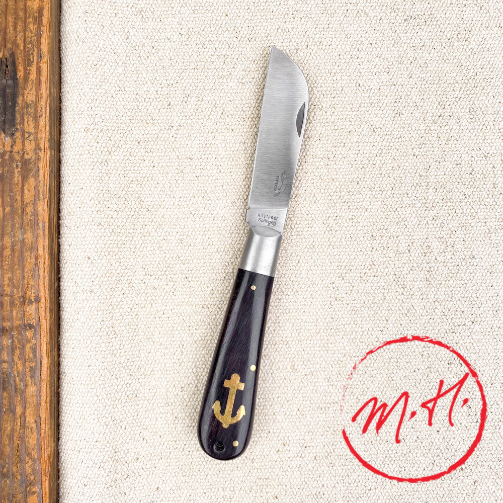 Couteau de poche bois ancre marine
