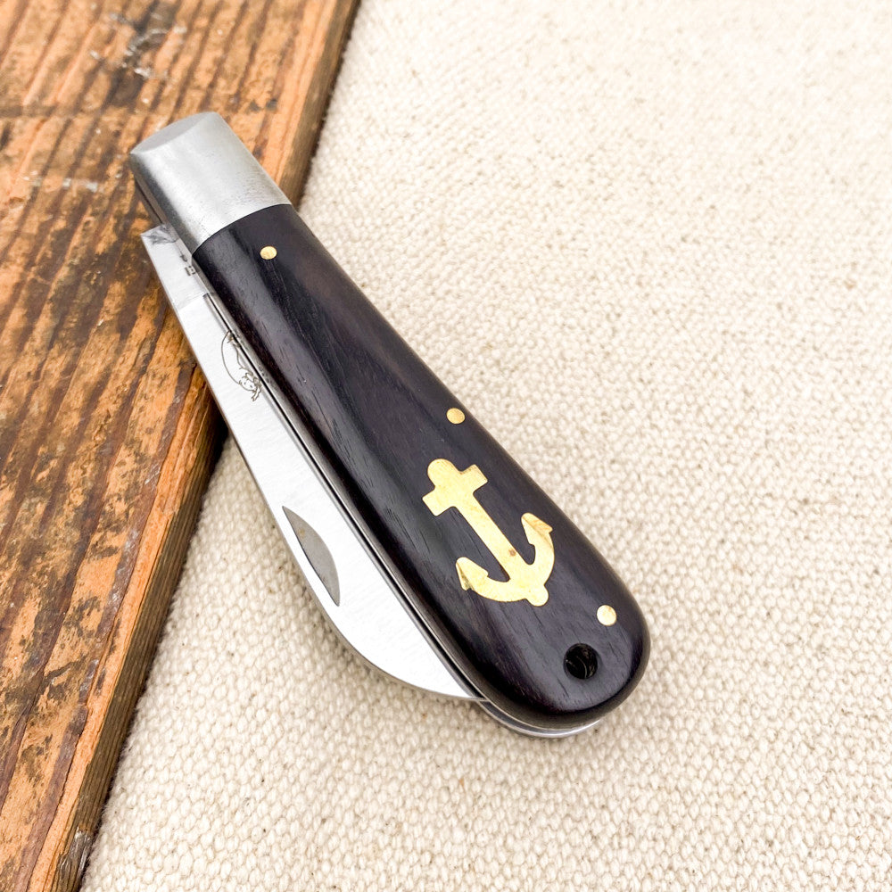 Couteau de poche bois ancre marine