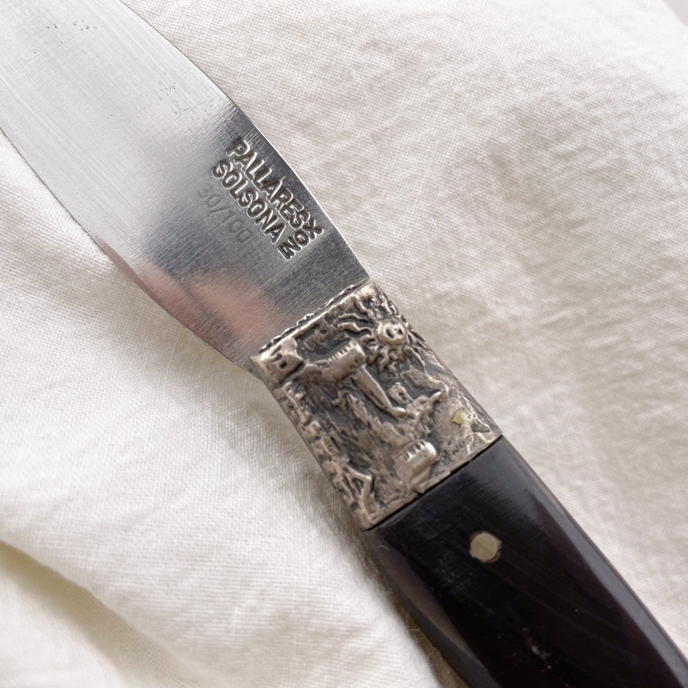 couteau virole argent gravée