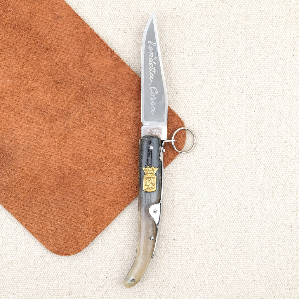 Couteau Vendetta en corne naturelle