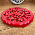 Dessous de plat en fonte rouge