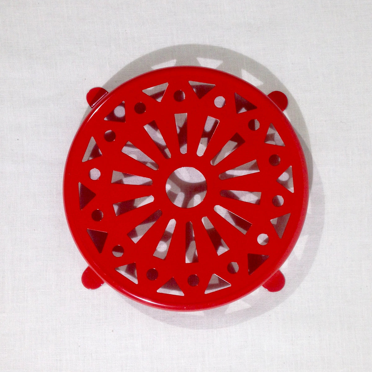 Dessous de plat rond émaillé rouge