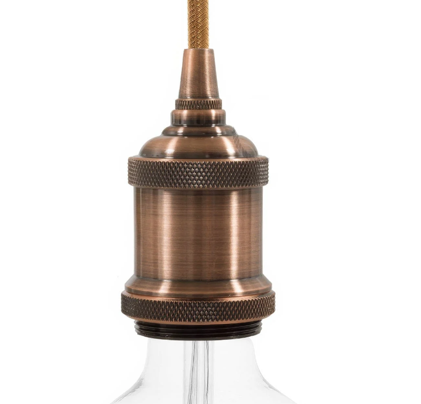 Douille E27 filetée aluminium avec bague