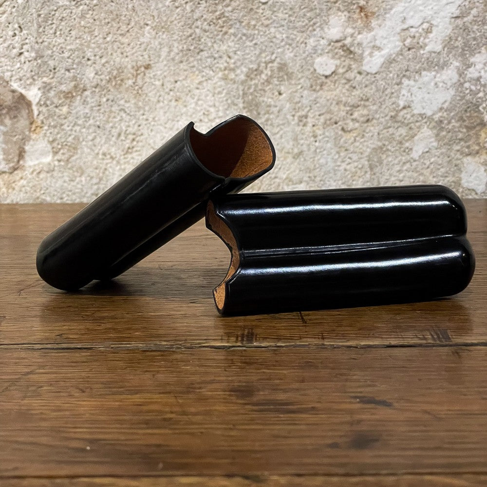 Etui à cigares en cuir noir