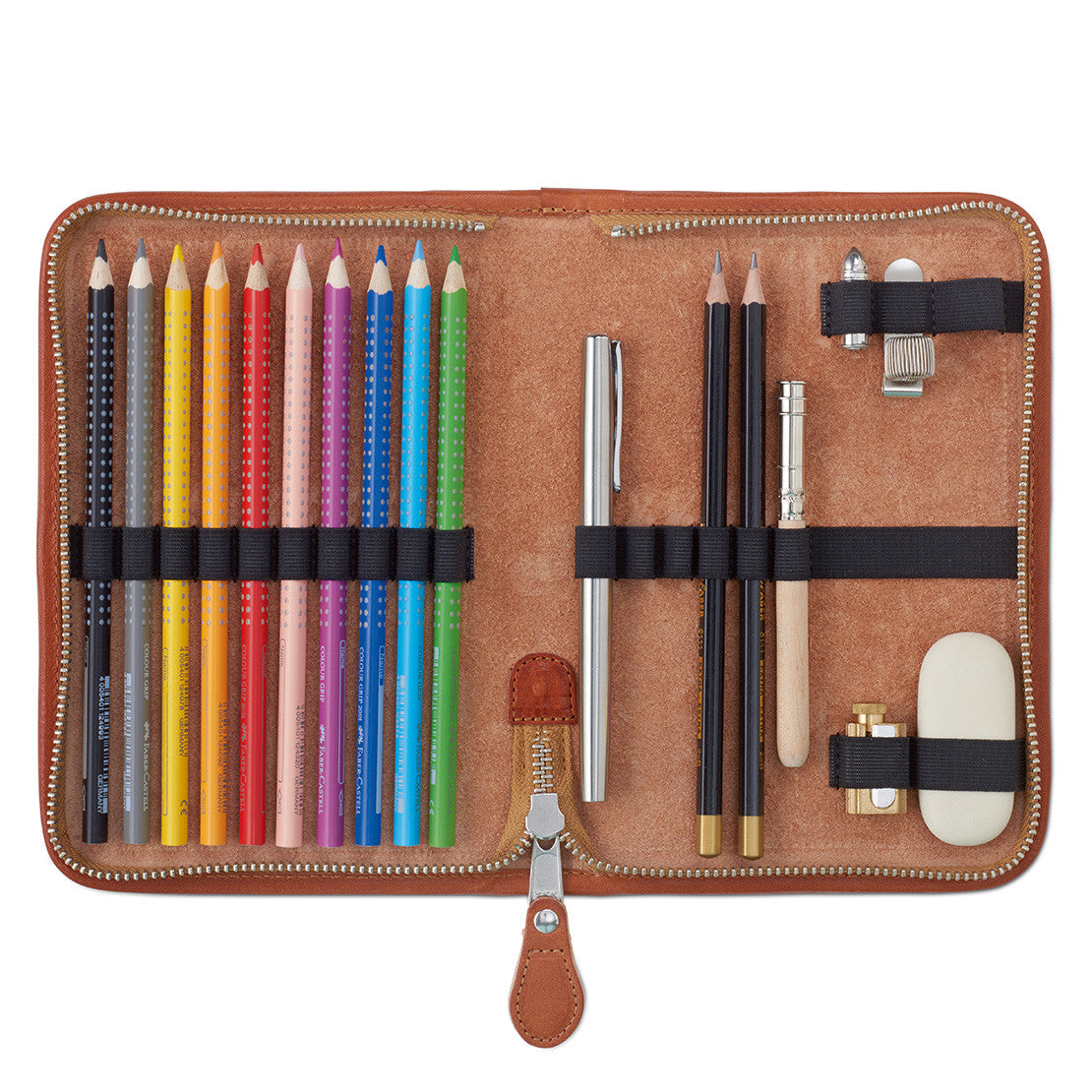 Étui à crayons en cuir naturel