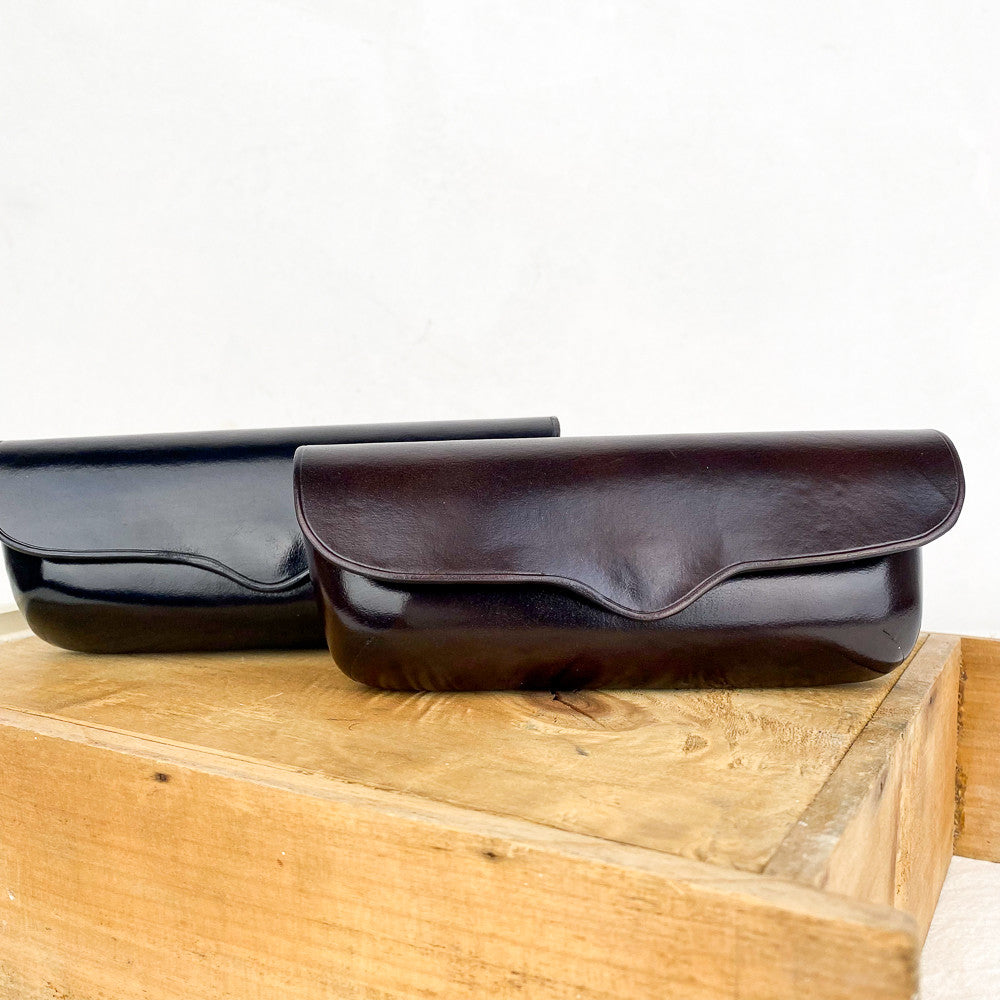 Etui à lunettes en cuir à rabat