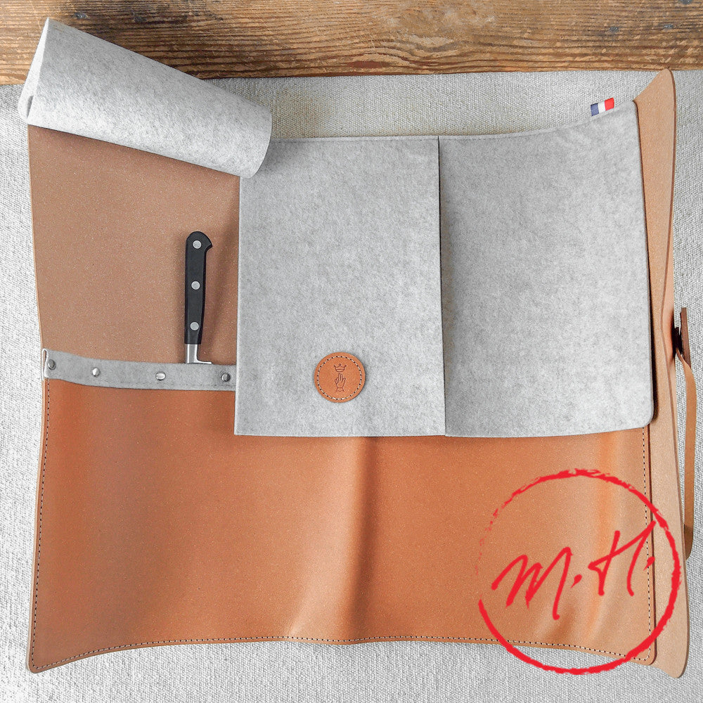 Étui en cuir 8 couteaux Opinel