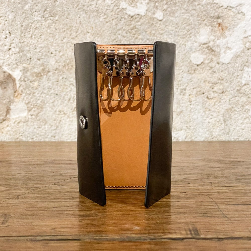 Etui porte-clés en cuir noir