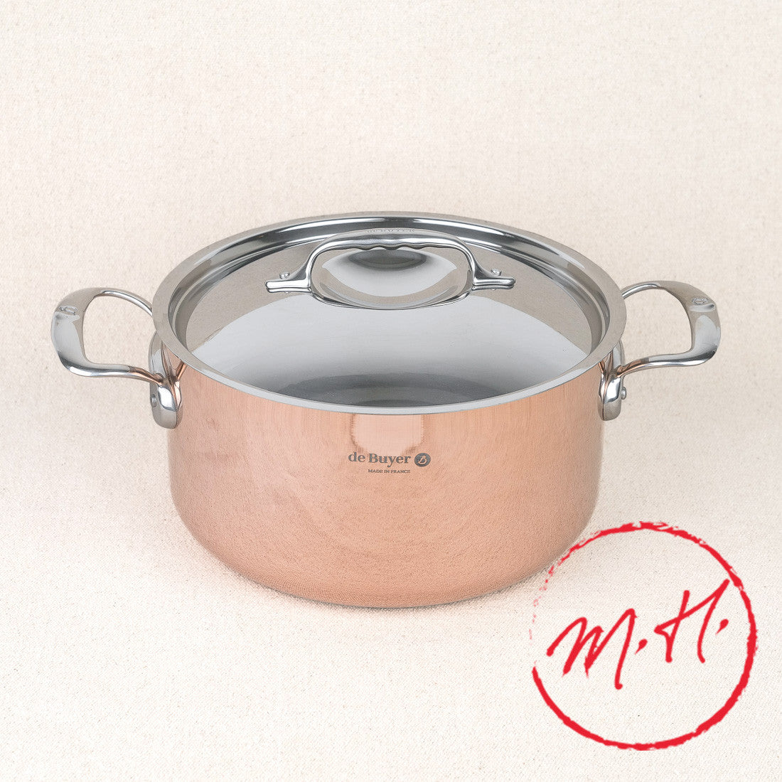 Faitout avec couvercle cuivre prima matera induction ø 24cm