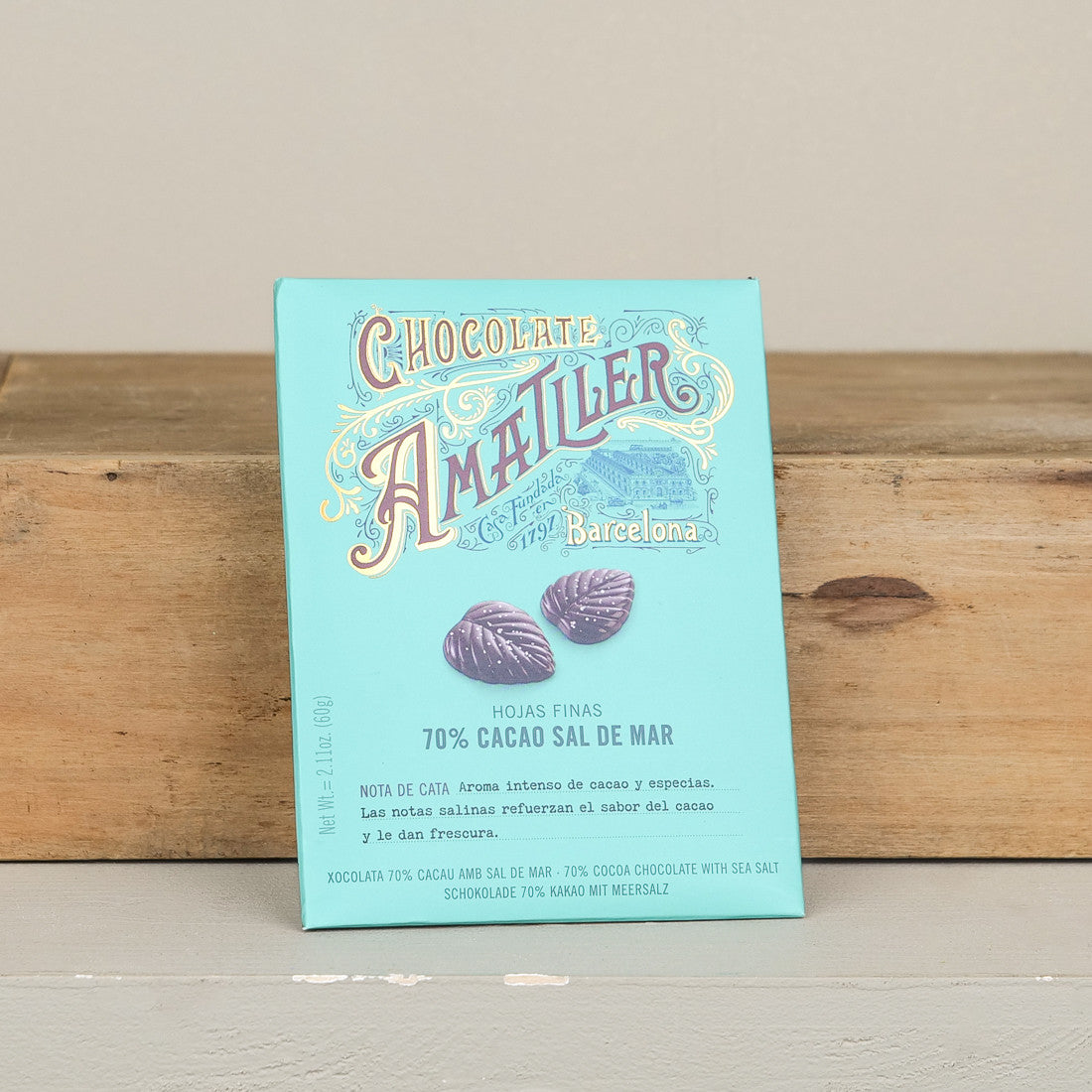 Feuilles en chocolat noir avec sel de mer