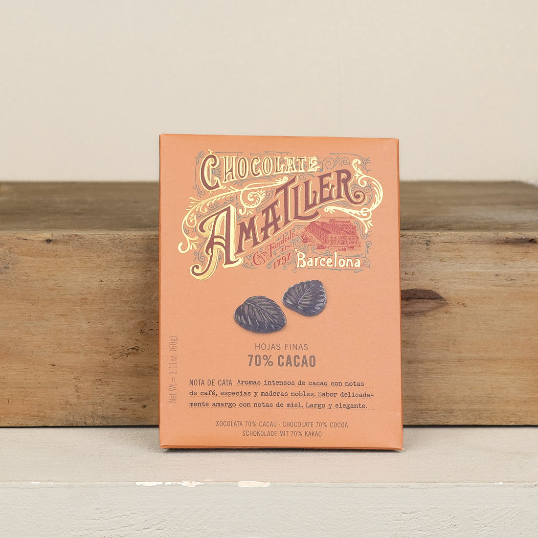 Feuilles en chocolat noir 70% cacao