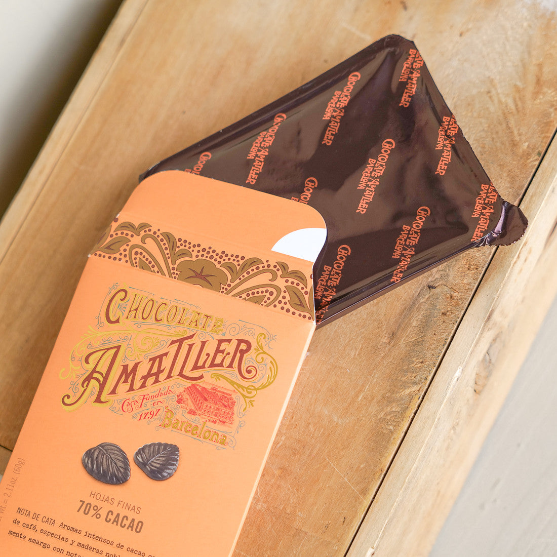 Feuilles en chocolat noir 70% cacao