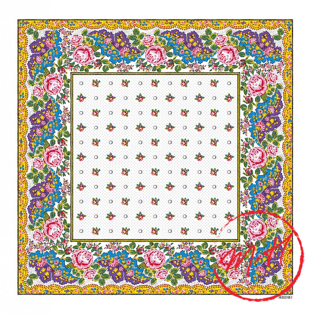 Foulard provençal blanc et rose