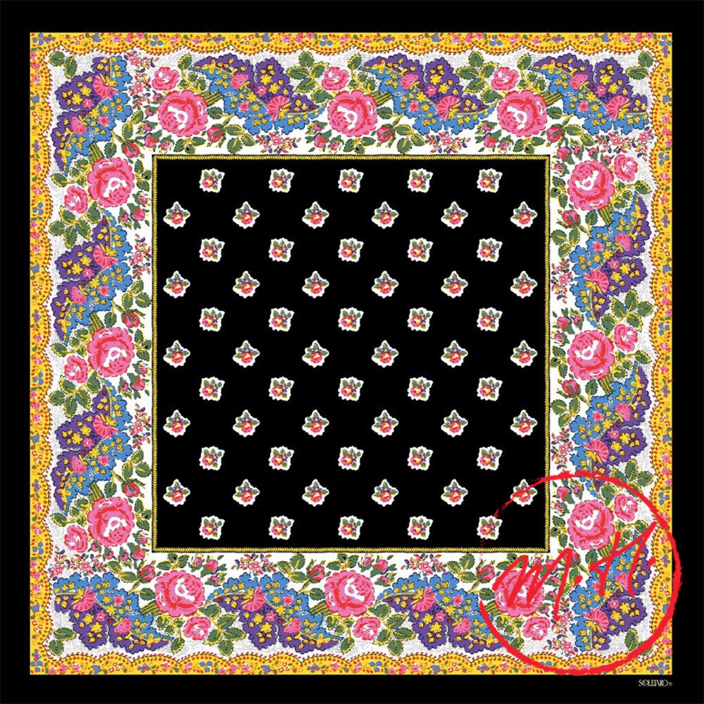 Foulard provençal rose et noir Souleiado