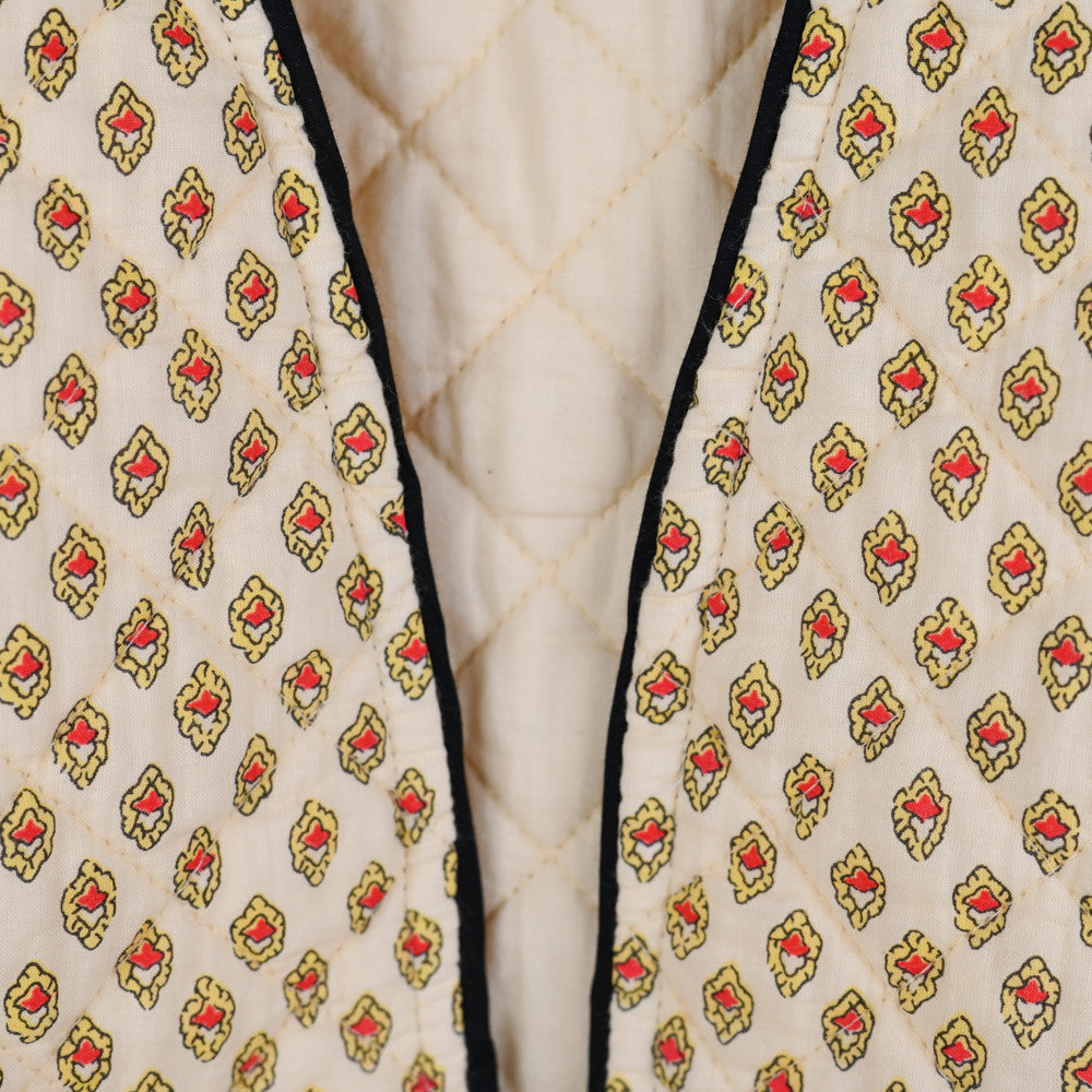 Gilet provençal boutis Beige motif calisson