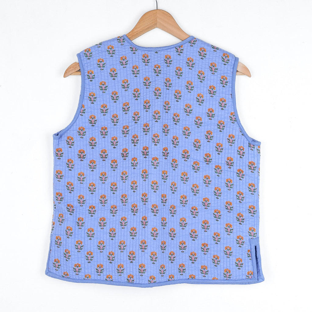 Gilet boutis provençal bleu