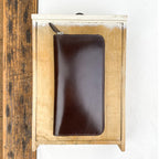 Grand porte-feuille en cuir zippé marron