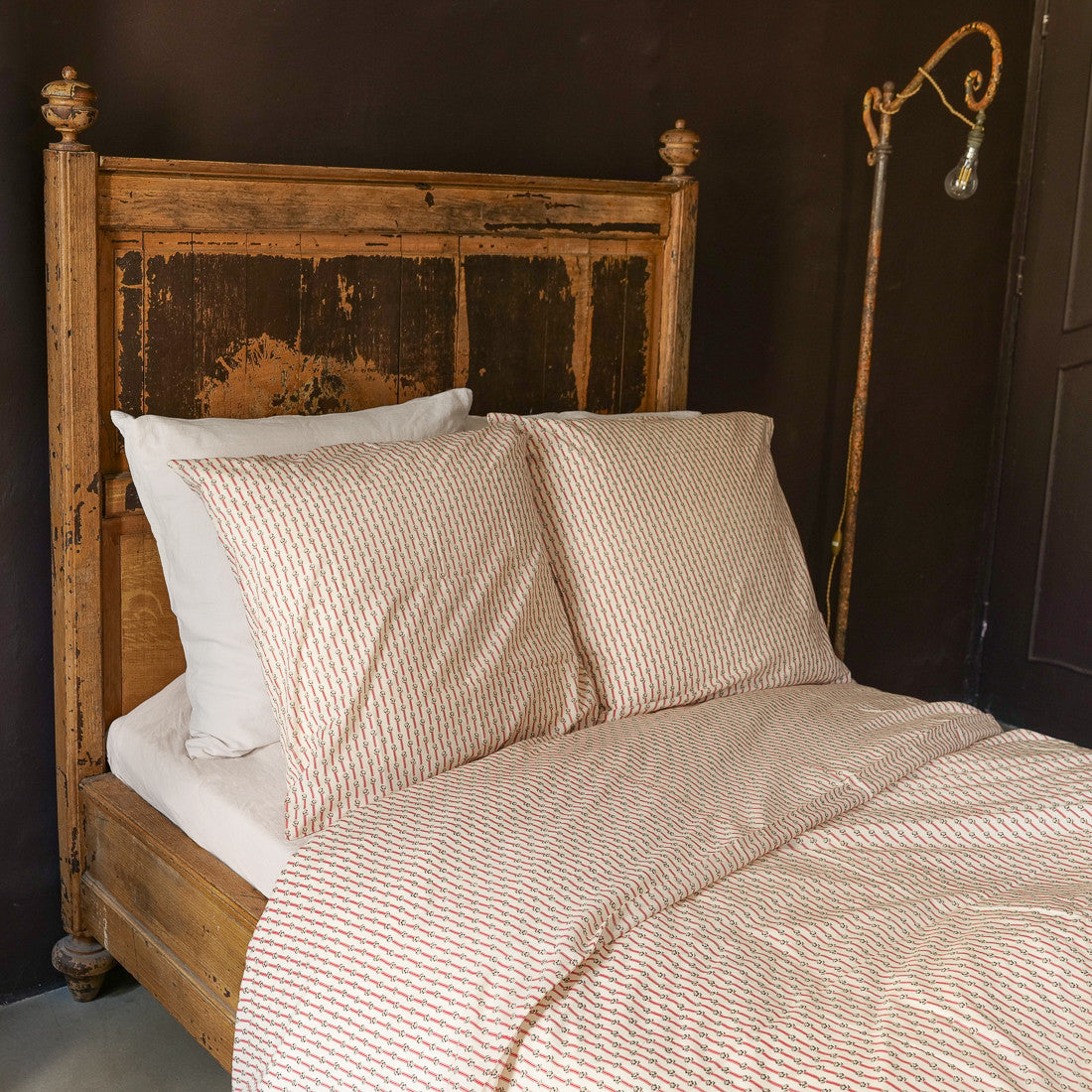 Housse de couette rayée Rouge