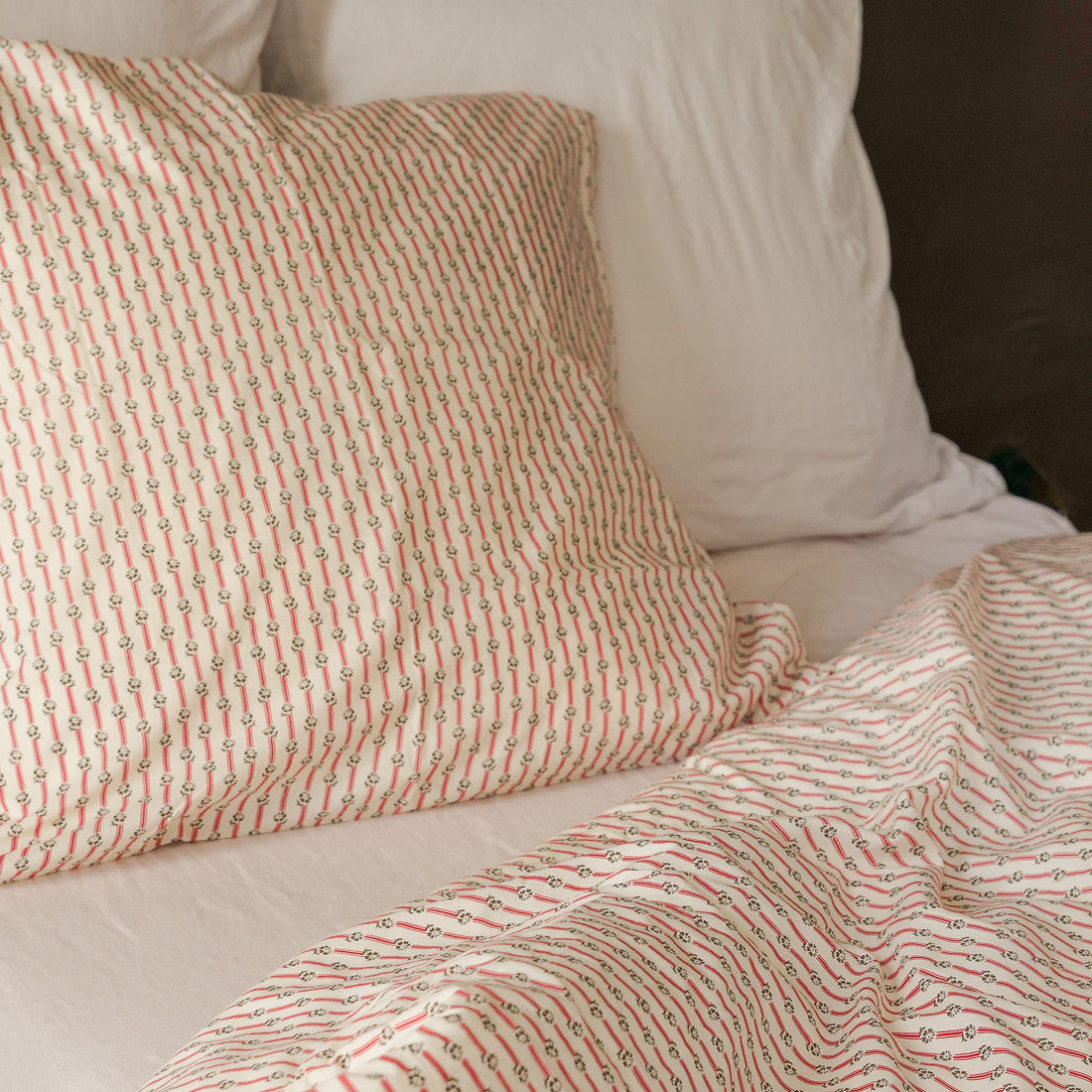 Housse de couette rayée Rouge