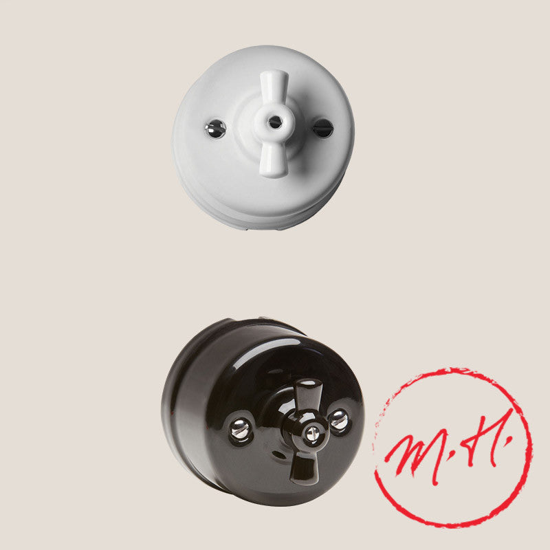 Interrupteur rotatif en saillie en porcelaine