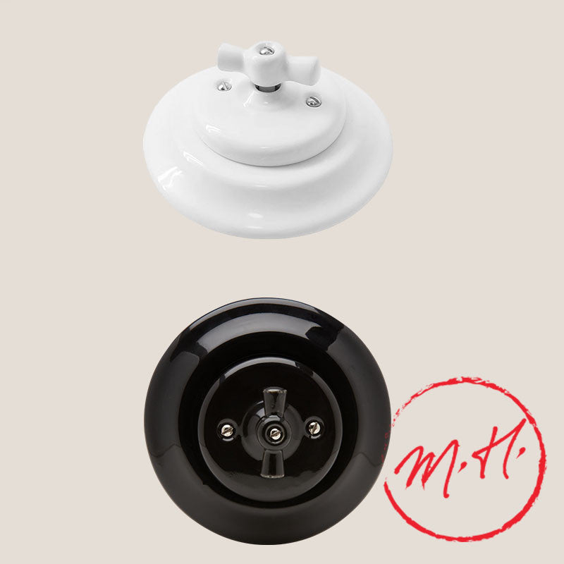 Interrupteur rotatif encastrable en porcelaine