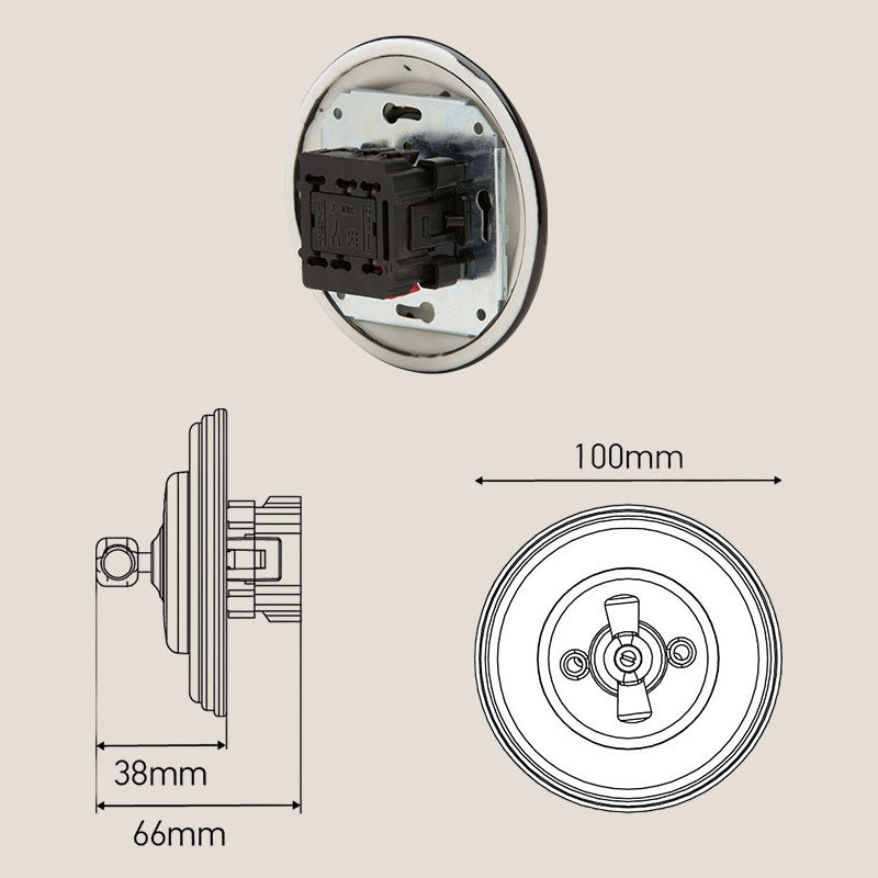 Interrupteur rotatif encastrable en porcelaine
