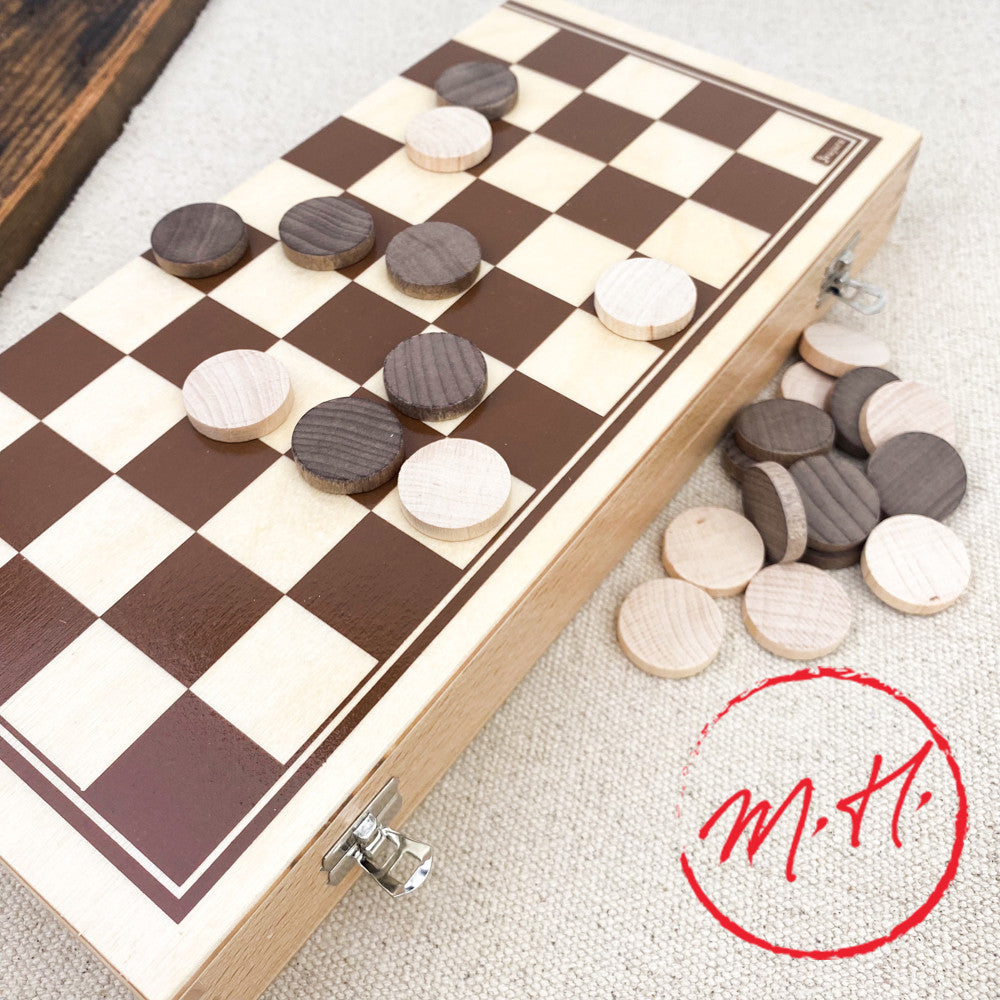 Jeu de dames pliable en bois
