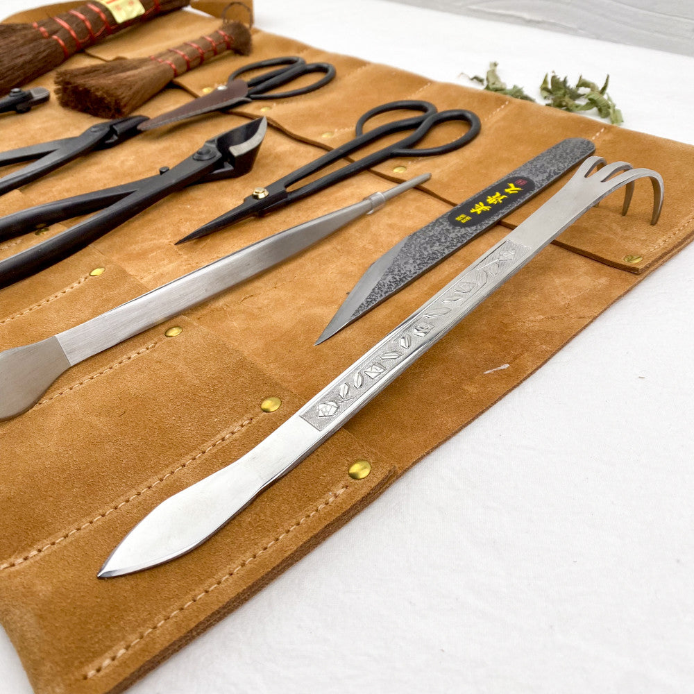 Kit pour Bonsaï - 10 outils et sacoche cuir