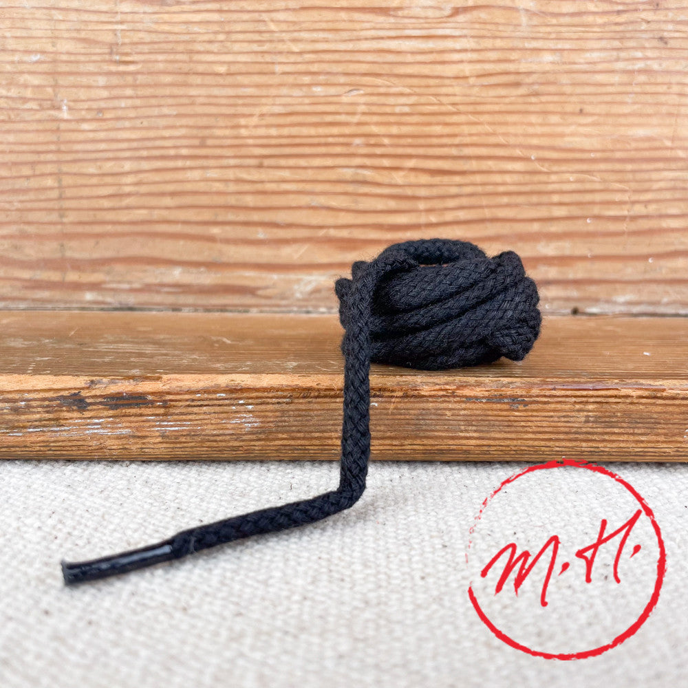 Lacets noirs Cordelet 100% coton saphir