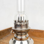 Lampe à pétrole base droite en étain