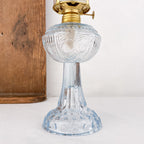 pied de lampe pétrole en verre bleu
