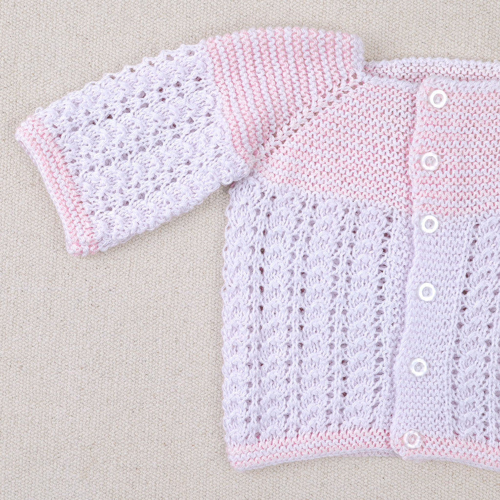 Layette blanche et rose en coton
