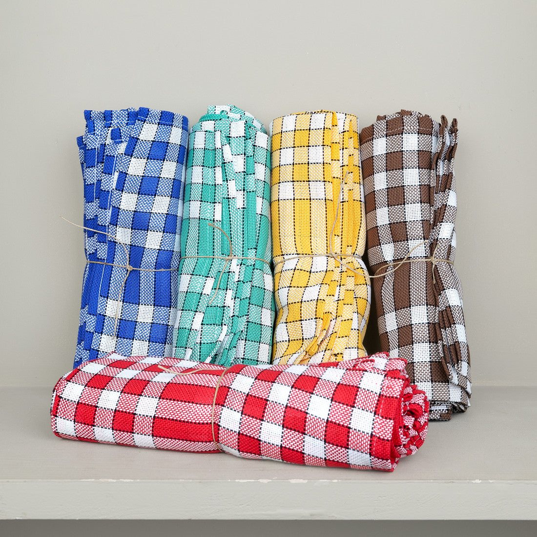 Lot 5 serviettes de table carreaux normand