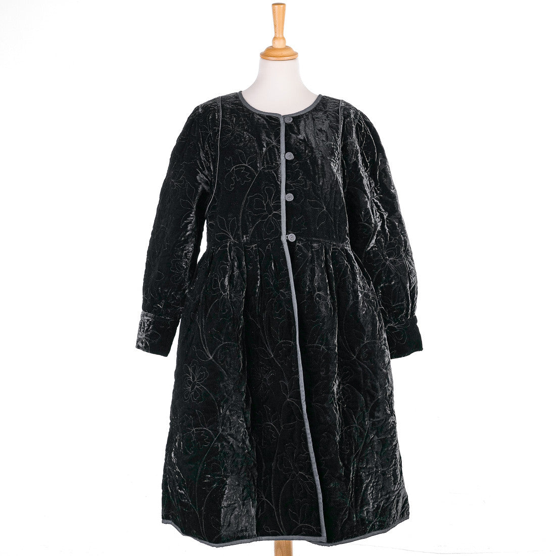 Manteau long réversible en velours noir