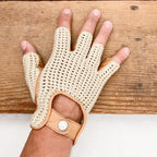 Mitaines crochet en coton et agneau