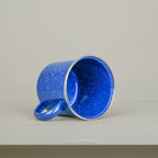 Blue enamel camping mug