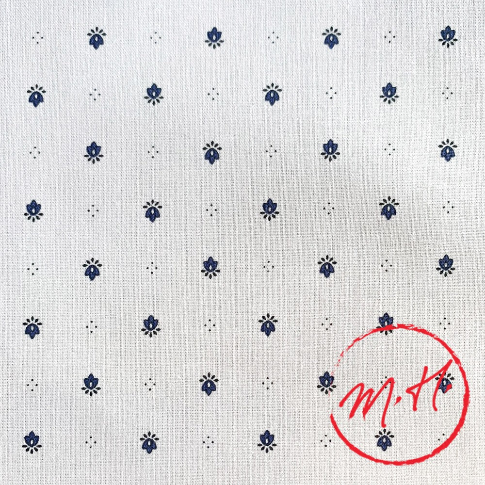 Nappe calisson ronde blanc-bleu