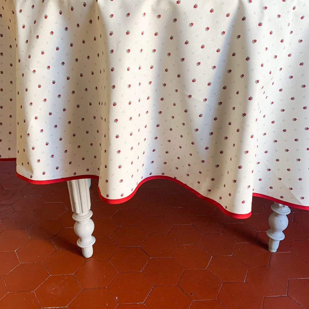 Nappe calisson ronde blanc-rouge
