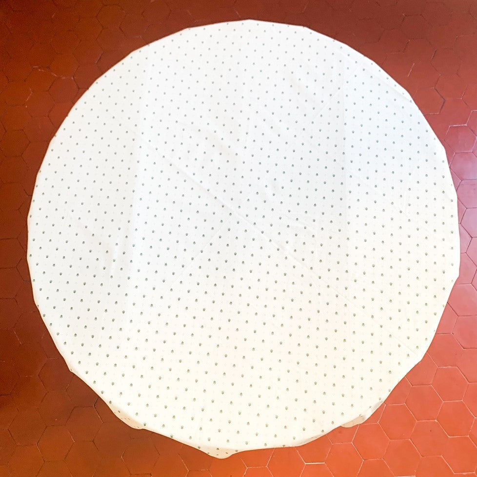 Nappe calisson ronde blanc-vert