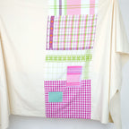 Nappe patchwork pièce unique rose vert violet