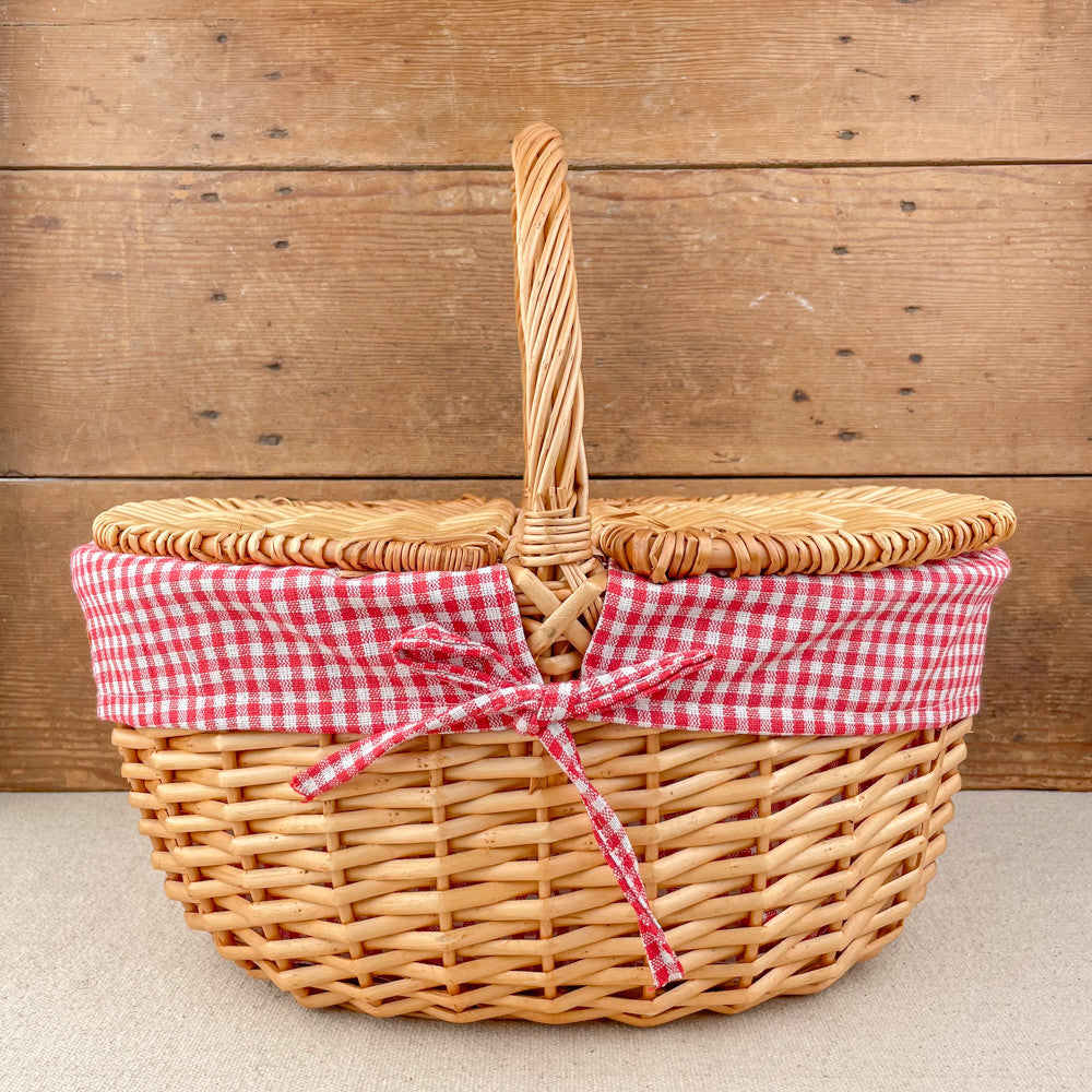 Panier motif Vichy rouge