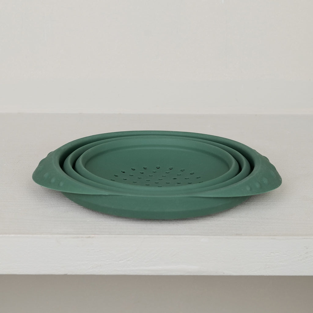 Passoire rétractable en silicone vert, rétractable pour camping ou cuisine