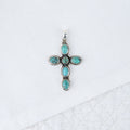 Pendentif croix turquoise sur argent