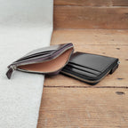 Petit portefeuille zippé en cuir italien