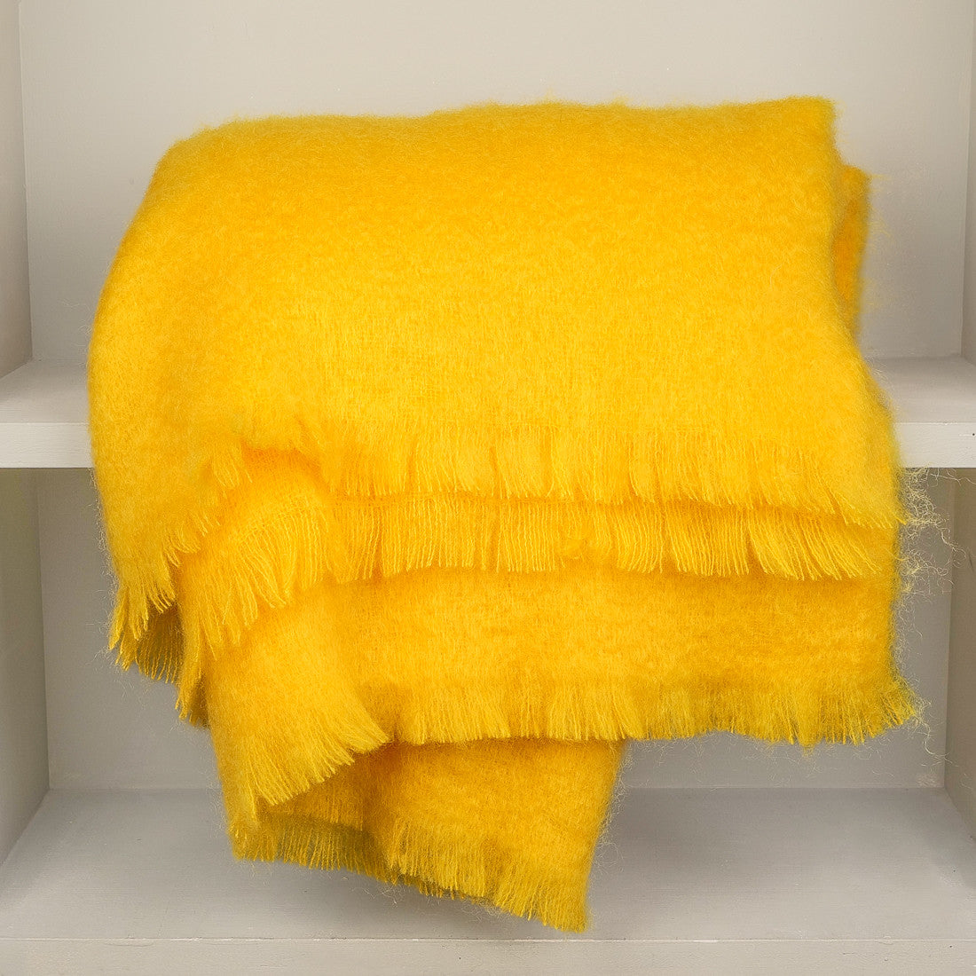 Plaid en mohair jaune 140 x180