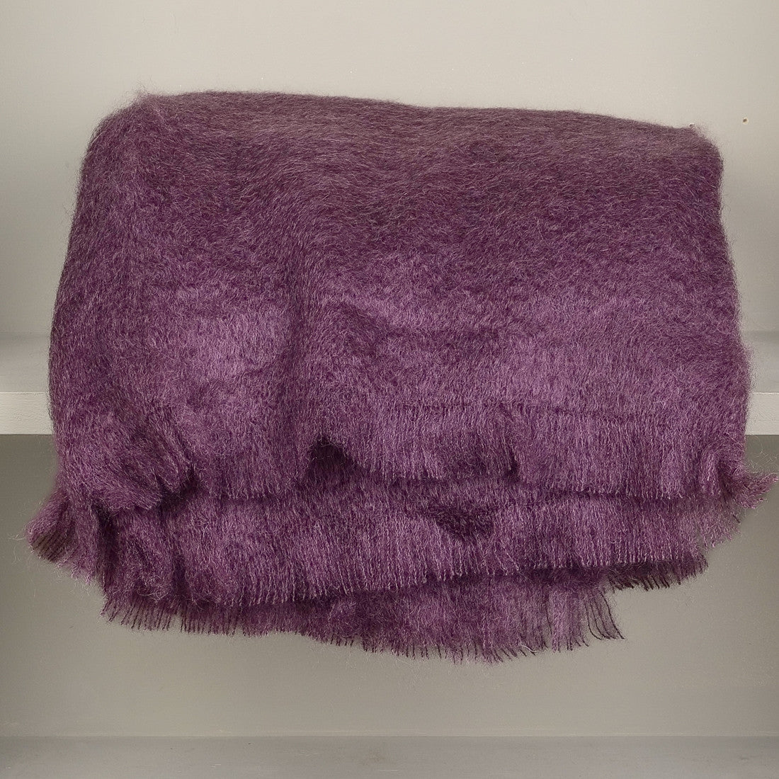Plaid en mohair 140 x180 cm prune
