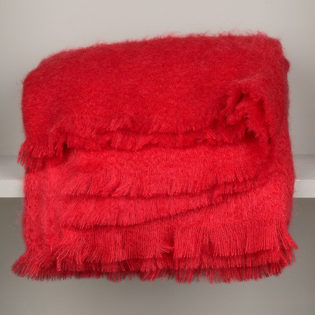 Plaid en mohair 140 x180 cm rouge vermillon